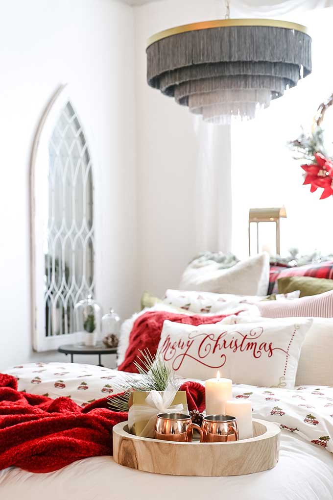 How to Decorate Your Bedroom for Christmas in 6 Steps |Christmas Bedroom|easy Christmas|farmhouse Christmas|merry Christmas|farmhouse Style|copper mugs|merry Christmas|cottage Christmas|easy Christmas Style|pom pom pillow|christmas style|easy christmas bedroom|diy Christmas|plaid Christmas|Holiday decor|holiday home style|Hallstrom Home