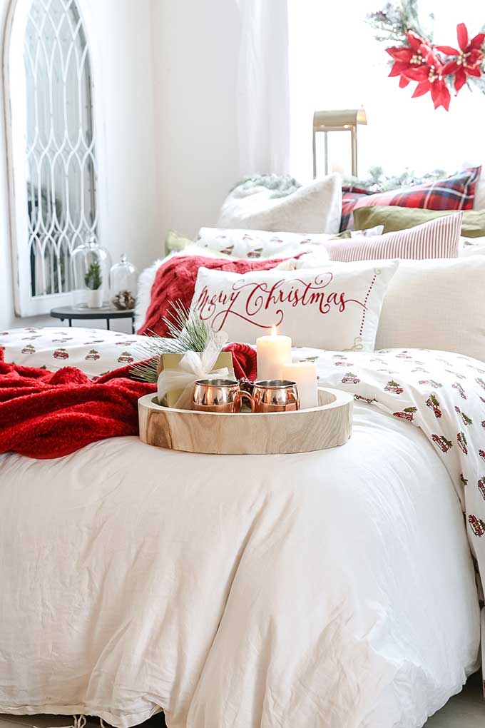 How to Decorate Your Bedroom for Christmas in 6 Steps |Christmas Bedroom|easy Christmas|farmhouse Christmas|merry Christmas|farmhouse Style|copper mugs|merry Christmas|cottage Christmas|easy Christmas Style|pom pom pillow|christmas style|easy christmas bedroom|diy Christmas|plaid Christmas|Holiday decor|holiday home style|Hallstrom Home