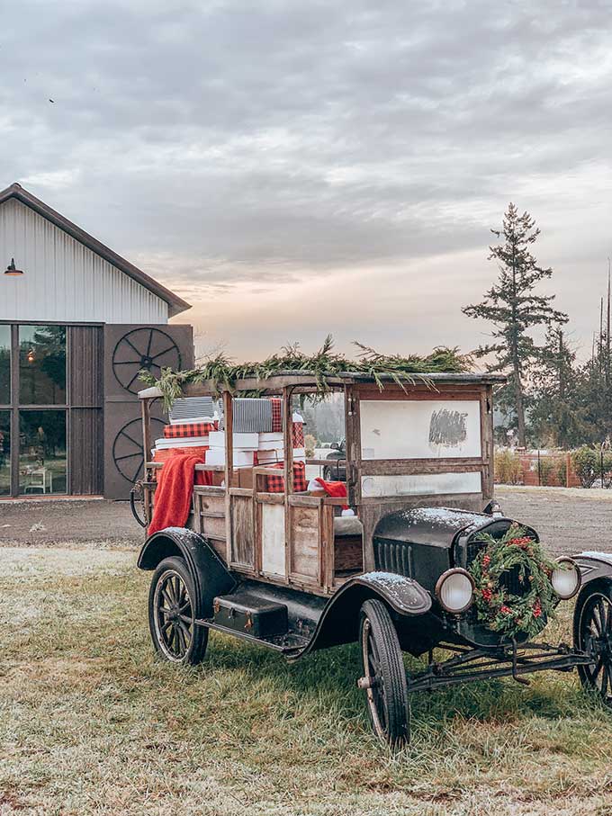 Old Truck Photo Shoot Tips |farmhouse style|christmas decor|farmhouse christmas|vintage christmas truck|vintage truck|christmas vintage truck|farmhouse decor|christmas delivery|christmas truck|old truck photo shoot|holiday decor|photo styling tips|photo tips|old truck|christmas tips|easy christmas decor|easy farmhouse christmas|white christmas |Hallstrom Home