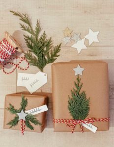 Natural Holiday Gift Wrap with Greenery – Hallstrom Home