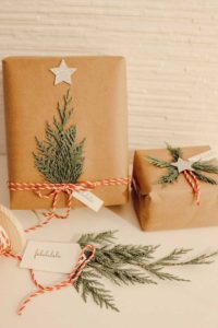 Natural Holiday Gift Wrap with Greenery – Hallstrom Home