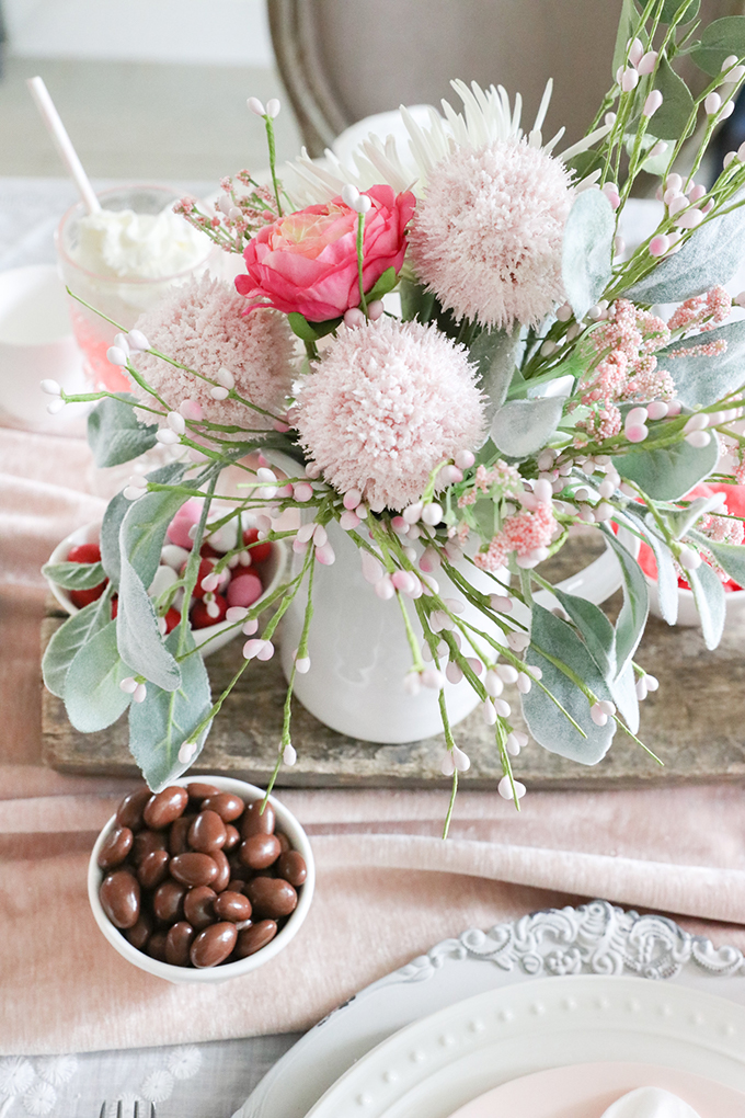 Valentine's Table Setting |Valentines Party|Romantic Valentines|Shabby Chic Decor|Pink Valentines|Valentines Table Setting|Romantic Valentines Table Setting|Pink Tablescape|Farmhouse Table Setting|Valentines Party Tablescape|French Farmhouse|Valentines Party|Romantic Table|Hallstrom Home