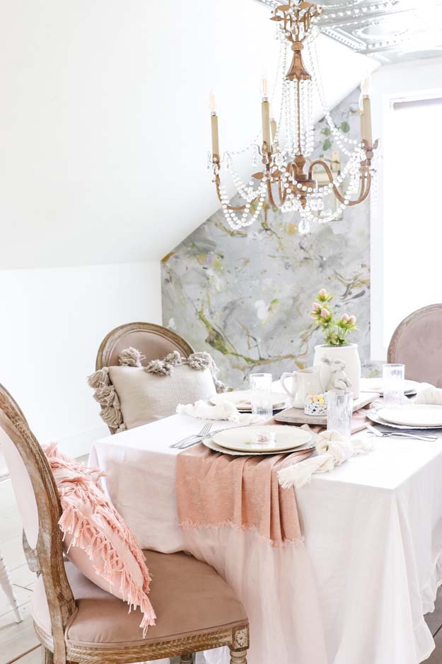 Spring Table Setting Decorating Ideas|Farmhouse Tablescape|Spring Table|Easter table|Spring Table Decor|How to decorate table|bunny plates|easter plates|easter style|Farmhouse easter|shabby chic home decor|tablescape ideas|white farmhouse|easter styling|Hallstrom Home