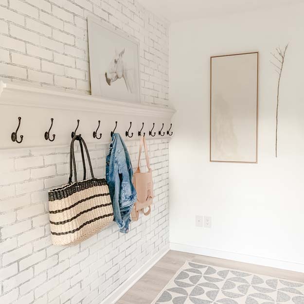 How to Create a Modern Farmhouse Mudroom |farmhouse decor|modern farmhouse|mudroom hooks|mudroom coat rack|farmhouse style|modern farmhouse|shabby chic|Large modern coat rack| HallstromHome