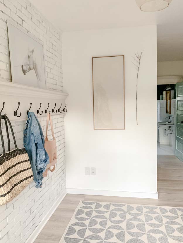 How to Create a Modern Farmhouse Mudroom |farmhouse decor|modern farmhouse|mudroom hooks|mudroom coat rack|farmhouse style|modern farmhouse|shabby chic|Large modern coat rack| HallstromHome