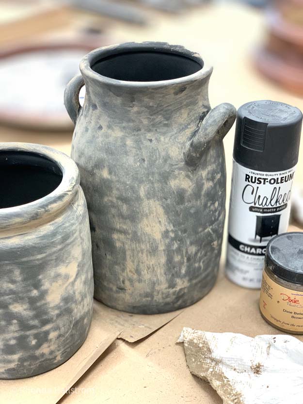 Modern Farmhouse Mud Paint Vases |mud vase|diy mud vase|painted vase|painting diy|mud vase tutorial|diy aged pots|diy found pottery|diy textured vase|textured vase|diy mud vase farmhouse|farmhouse diy|modern farmhouse|Hallstrom Home