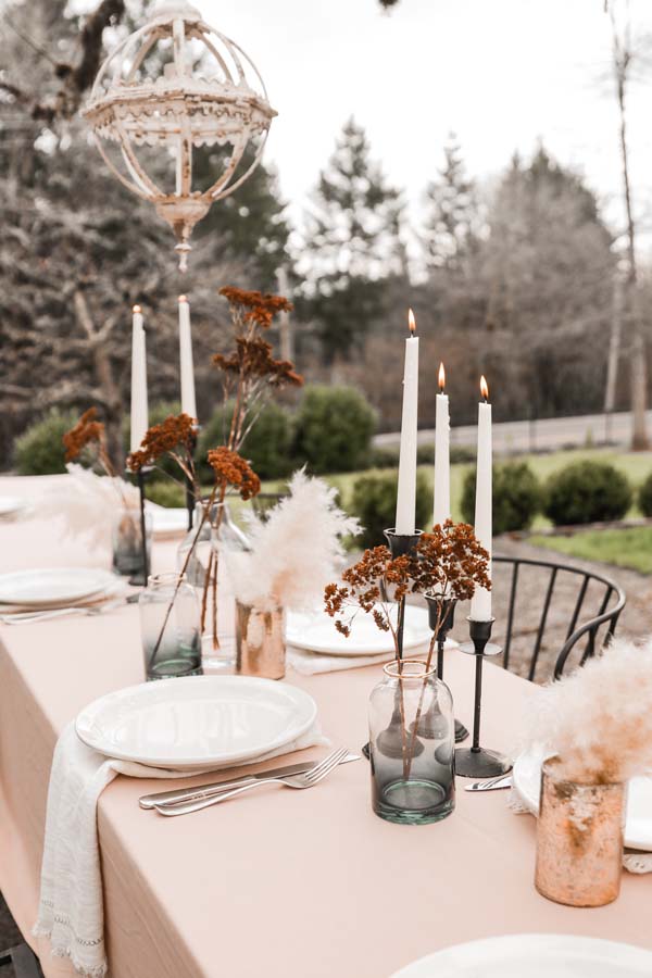 How to Style Tables Outdoors |fall table|fall tablescape|farmhouse table|wedding table decor|wedding tablescape|fall wedding|al fresco dining|simple table setting|styling a table|farmhouse style|Hallstrom Home