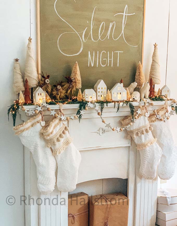 DIY Boho Christmas Stocking and Holiday Mantel