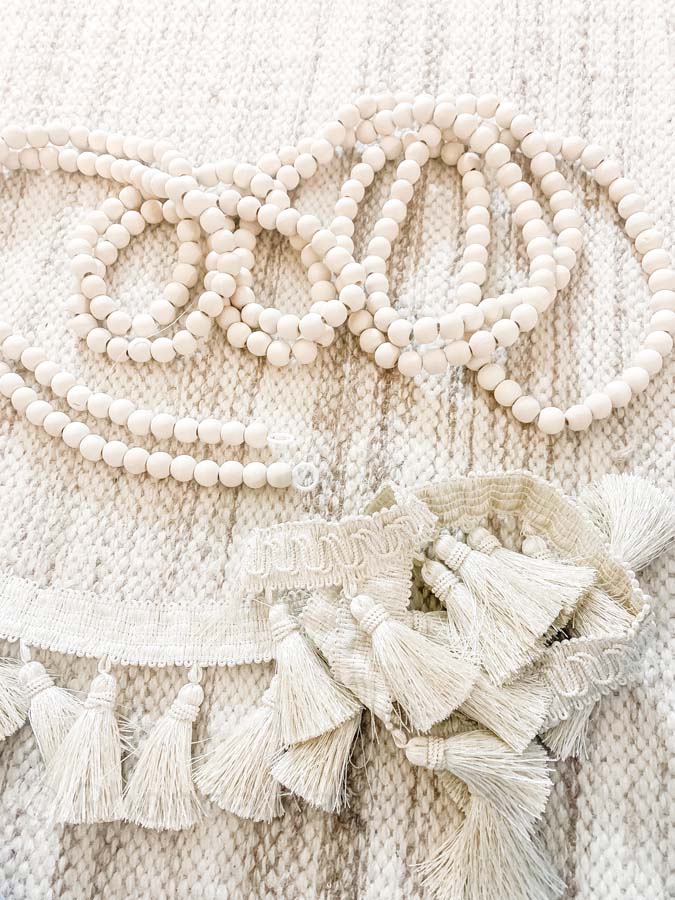 DIY Wood Bead Garland with Tassels |Garland DIY|wood garland|beaded garland|tassel garland|christmas diy|farmhouse diy|easy diy craft|kids craft|easy beaded garland|Holiday wood bead garland|HallstromHome