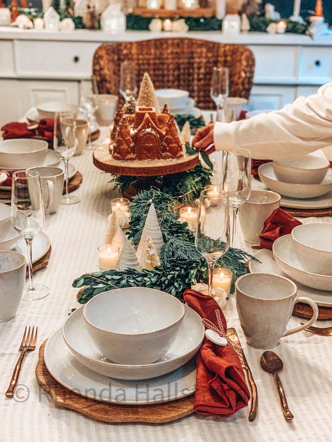 Elegant Holiday Tablescape |holiday table|christmas table|christmas decor|farmhouse christmas|easy tablescape|stoneware dishes|red christmas|holiday decor|party planning|christmas party|covid christmas|elegant dining|dining room decor|Hallstrom Home