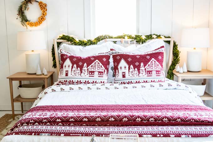 Hygge Scandinavian Christmas Bedroom |Holiday Bedroom|Christmas Decor|Scandinavian Christmas|Farmhouse Christmas|Hygge Decor|hygge Christmas Decor|Christmas Decorations|White Winter|HallstromHome