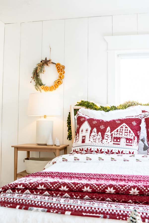 Hygge Scandinavian Christmas Bedroom |Holiday Bedroom|Christmas Decor|Scandinavian Christmas|Farmhouse Christmas|Hygge Decor|hygge Christmas Decor|Christmas Decorations|White Winter|HallstromHome