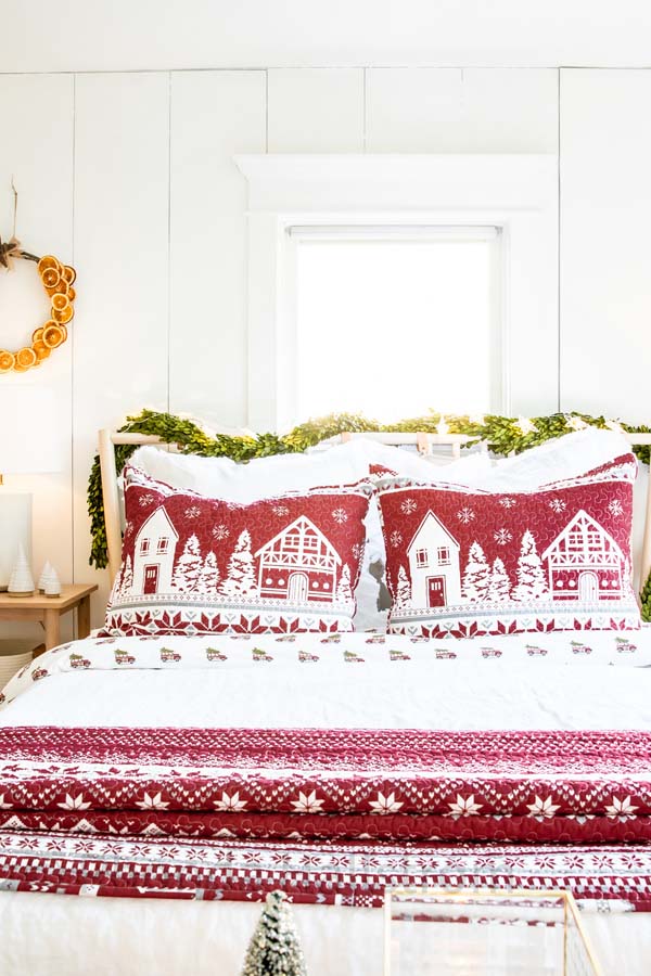 Hygge Scandinavian Christmas Bedroom |Holiday Bedroom|Christmas Decor|Scandinavian Christmas|Farmhouse Christmas|Hygge Decor|hygge Christmas Decor|Christmas Decorations|White Winter|HallstromHome