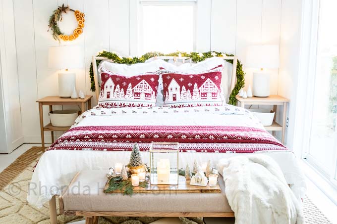 Hygge Scandinavian Christmas Bedroom |Holiday Bedroom|Christmas Decor|Scandinavian Christmas|Farmhouse Christmas|Hygge Decor|hygge Christmas Decor|Christmas Decorations|White Winter|HallstromHome