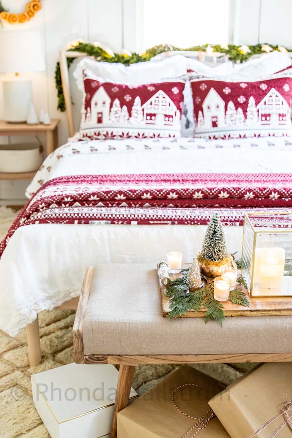 Hygge Scandinavian Christmas Bedroom |Holiday Bedroom|Christmas Decor|Scandinavian Christmas|Farmhouse Christmas|Hygge Decor|hygge Christmas Decor|Christmas Decorations|White Winter|HallstromHome