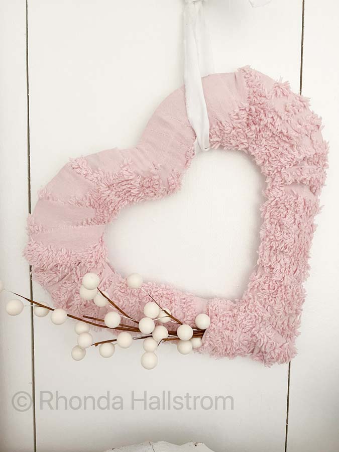 Easy DIY Fabric Wreath |rag wreath tutorial|valentine wreath|valentine decor|heart wreath|easy wreath diy|heart wreath diy|farmhouse decor|shabby chic style|french valentine|valentine decorating|valentine mantel|fabric wreath|fabric wreath tutorial|wreath diy tutorial|HallstromHome