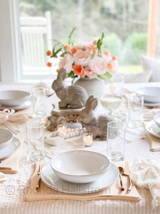 Simple Farmhouse Valentine's Day Tablescape |Valentines Day | how to decorate for valentines day | romantic table | shabby chic table scape | farmhouse table scape | french country decor | family valentines day | easy table setting | simple table scape | HallstromHome