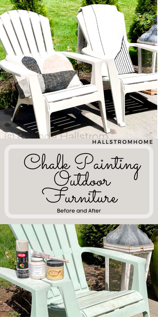 Chalk Painting Outdoor Furniture / Chalk painting outdoor decor / chalk painting furniture / chalk painting ideas / chalk paint diy / chalk paint tutorial / Before and After chalk painting / chalk paint for outdoor furniture / easy chalk painting / chalk painting chairs / chalk painting furniture diy / HallstromHome