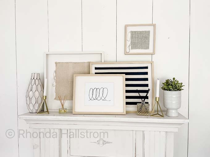 Mantel Decorating Ideas For Everyday / Modern mantel Decorating Ideas / Spring Mantel Decor / Fireplace mantel / Farmhouse Mantel Decorating / What to put on a mantelpiece / How to dress a mantel / mantel accessories / summer mantel decor / everyday decor / Decor Frames / candles / HallstromHome