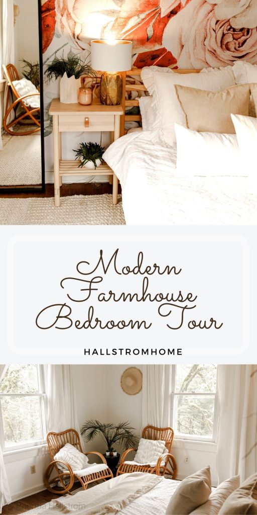 Modern Farmhouse Home Tour / Farmhouse kitchen tour / farmhouse living room tour / farmhouse dining room / modern bedroom / farmhouse home decor / modern farmhouse remodel and tour / living room mantel / bedroom decor / summer farmhouse style / HallstromHome