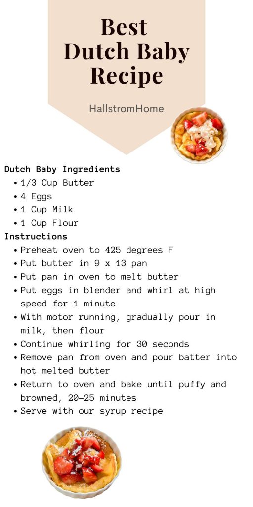 Best Dutch Baby Recipe / Dutch Baby / Dutch Baby Recipe / Dutch Baby Pancake / How To Make Dutch Baby Recipe / Breakfast Recipe / Breakfast With Eggs / Easy Breakfast / Breakfast Recipe Easy / HallstromHome