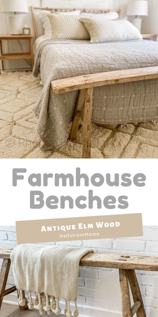 Farmhouse Style Benches / Farmhouse Benches / Farmhouse Kitchen Bench / Rustic Wood Benches / Wood Benches for Bedroom / Wood Benches Bedroom / Modern Wood Benches / Wood Bench Ideas / HallstromHome