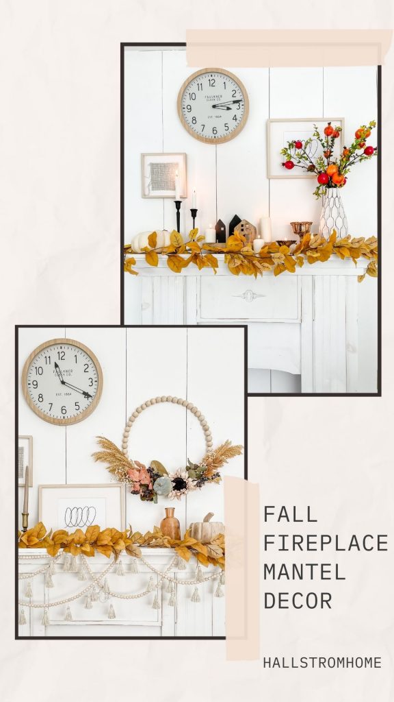 Fall Fireplace Mantel Decor / DIY Fall Fireplace Mantel Decorations / Decorating Mantel For Fall / Fall Mantel Decor / Mantel Fall Decor / HallstromHome