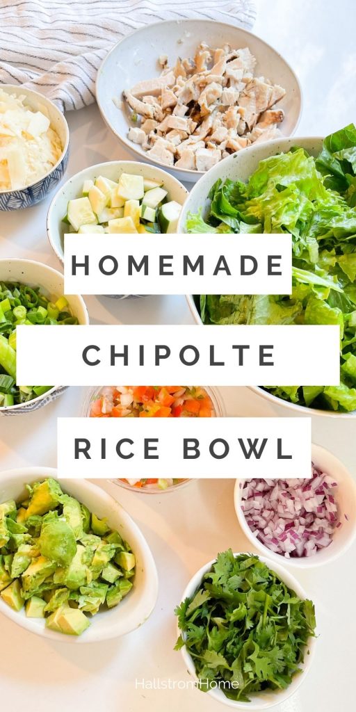 Homemade Chipotle Rice Bowl / How To Make A Rice Bowl / Rice Bowl Recipe Chicken / Ideas For Taco Night / Taco Tuesday ideas / Healthy Taco Recipe / Rice Bowl Recipe Easy / HallstromHome