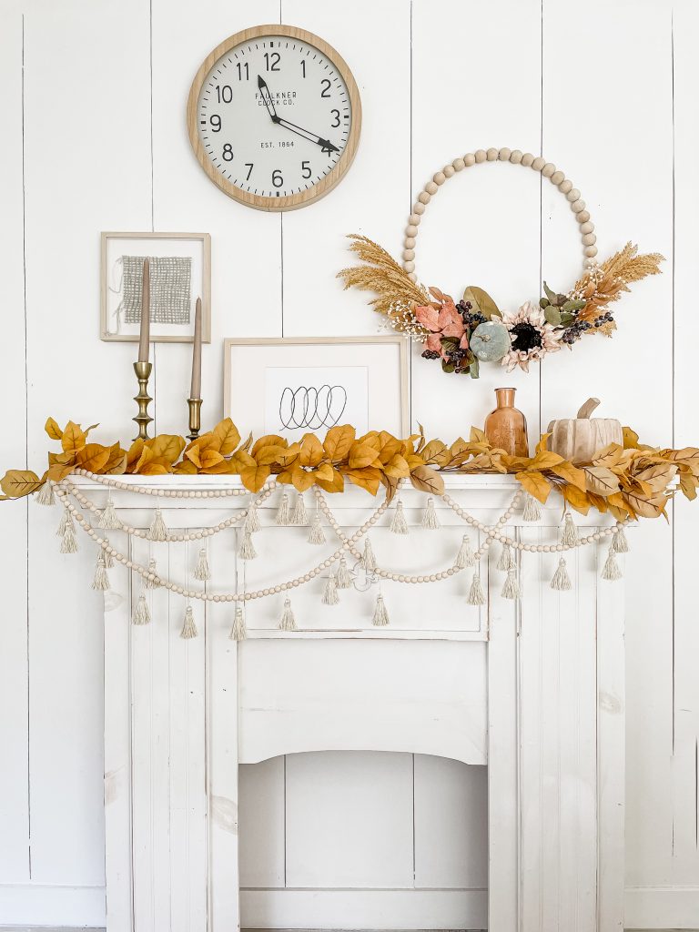 Fall Fireplace Mantel Decor / DIY Fall Fireplace Mantel Decorations / Decorating Mantel For Fall / Fall Mantel Decor / Mantel Fall Decor / HallstromHome