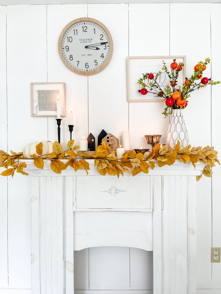 Fall Fireplace Mantel Decor / DIY Fall Fireplace Mantel Decorations / Decorating Mantel For Fall / Fall Mantel Decor / Mantel Fall Decor / HallstromHome