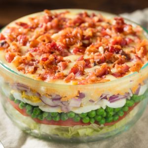 Recipe For 7 Layer Salad / 7 Layer Salad With Peas / How To Make 7 Layer Salad / Easy 7 Layer Salad Recipe / HallstromHome