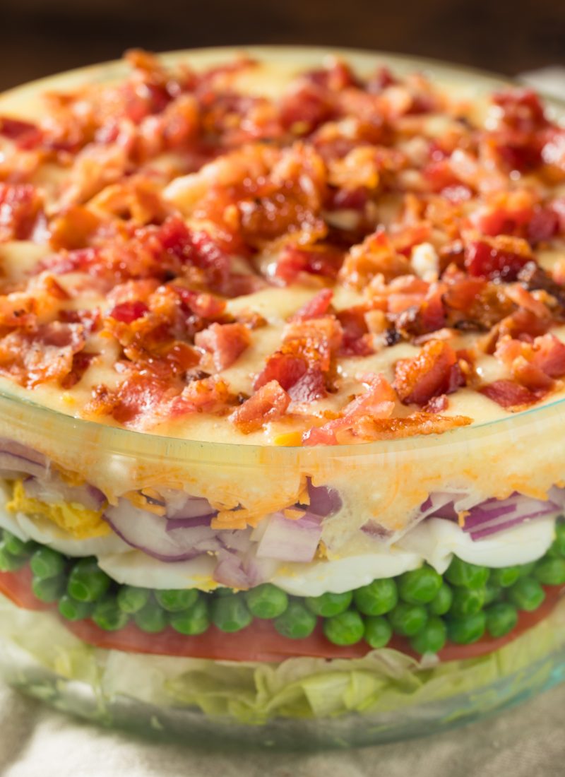 Recipe For 7 Layer Salad / 7 Layer Salad With Peas / How To Make 7 Layer Salad / Easy 7 Layer Salad Recipe / HallstromHome