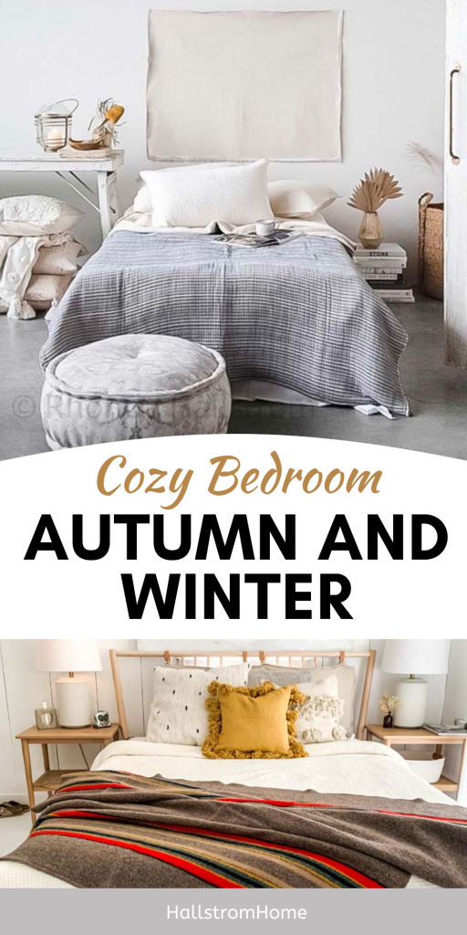 Cozy Bedroom For Fall and Winter / Fall Bedroom Decor / Autumn Bedroom Ideas / Cozy Autumn Bedroom Decor / Cozy Winter Bedroom Ideas / How To Make Bedroom Cozy For Winter / Autumn Bedroom Decorating Ideas / Autumn And Winter Bedding / HallstromHome
