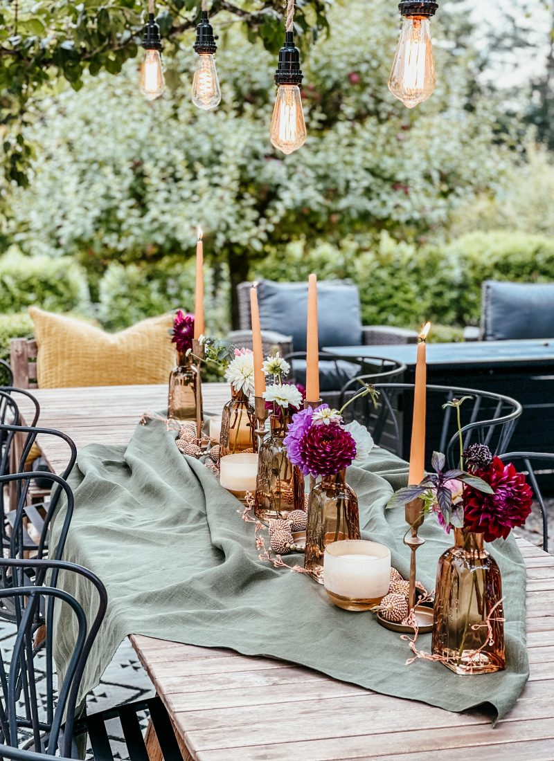 Outdoor Tablescape Ideas / How To Set A Thanksgiving Tablescape / Thanksgiving Dinner / Tablescape For Thanksgiving / Outdoor Dining / HallstromHome