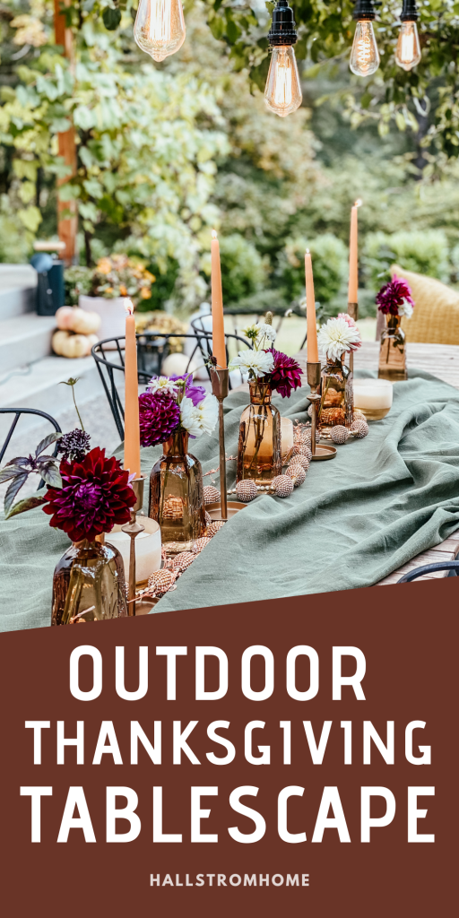 Outdoor Tablescape Ideas / How To Set A Thanksgiving Tablescape / Thanksgiving Dinner / Tablescape For Thanksgiving / Outdoor Dining / HallstromHome