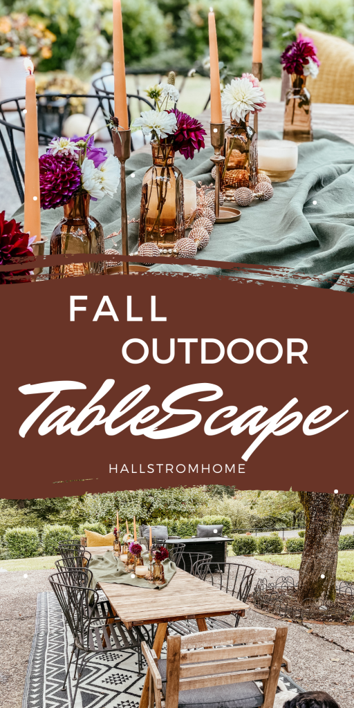 Outdoor Tablescape Ideas / How To Set A Thanksgiving Tablescape / Thanksgiving Dinner / Tablescape For Thanksgiving / Outdoor Dining / HallstromHome