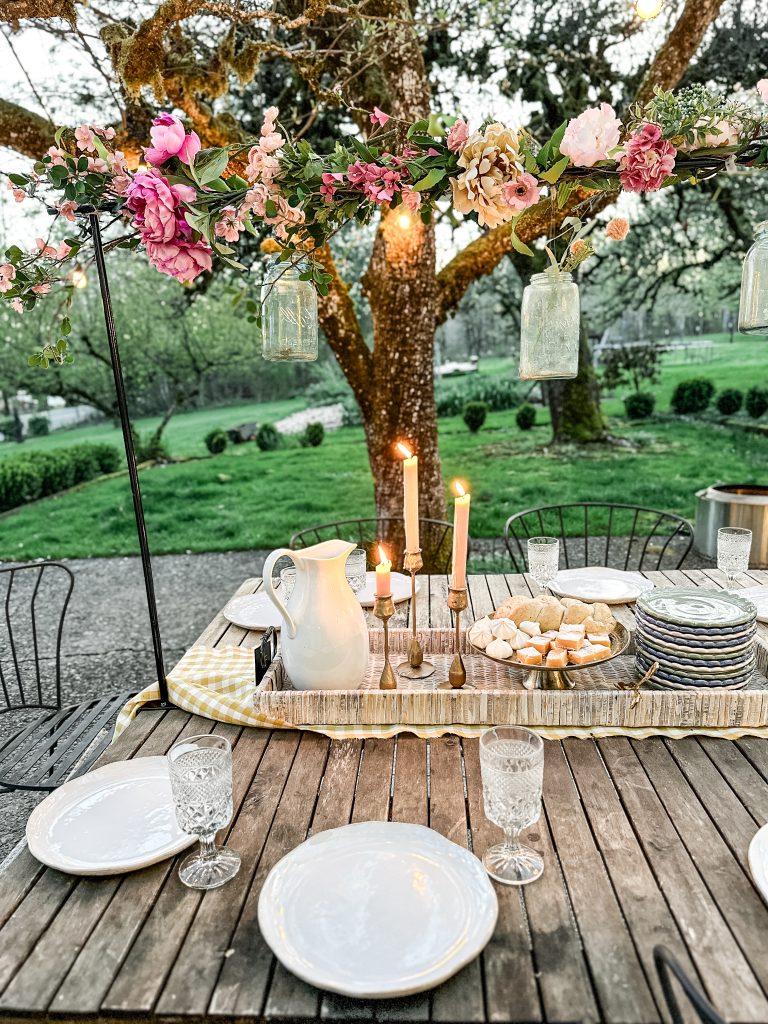 Simple French Country Table Setting /outdoor dining/outdoor table/bridal shower/baby shower/table decor/shabby chic/farmhouse decor/hallstromhome