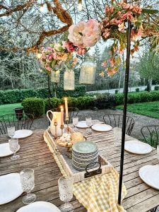 Simple French Country Table Setting /outdoor dining/outdoor table/bridal shower/baby shower/table decor/shabby chic/farmhouse decor/hallstromhome