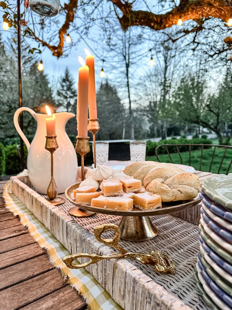 Simple French Country Table Setting /outdoor dining/outdoor table/bridal shower/baby shower/table decor/shabby chic/farmhouse decor/hallstromhome